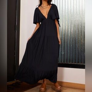 Free people la la maxi dress - black. size small